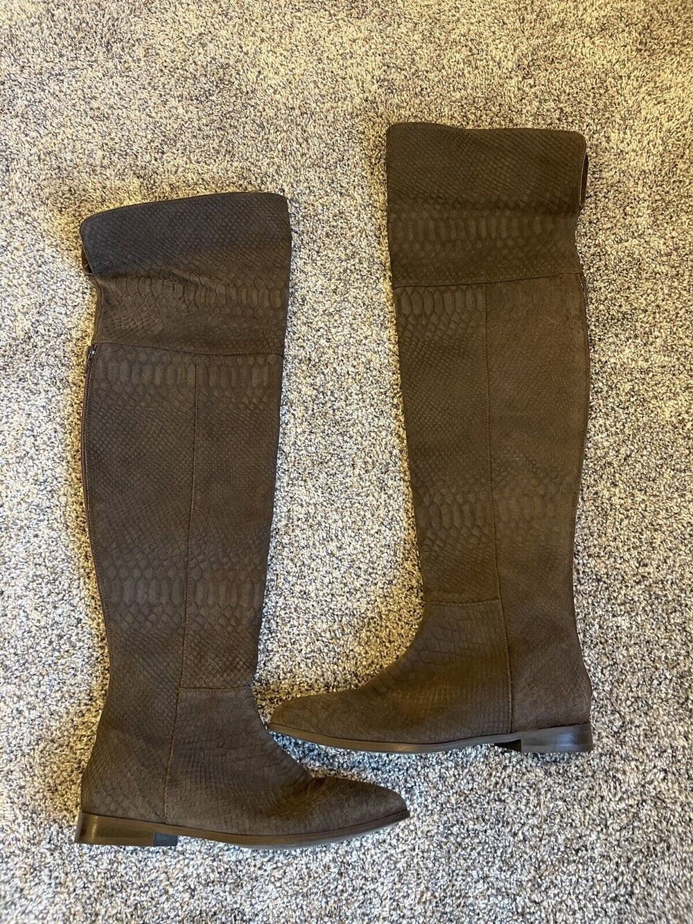 Seychelles Women’s Brown Leather Textured Over The Knee Boots Fold Down Top Sz 7